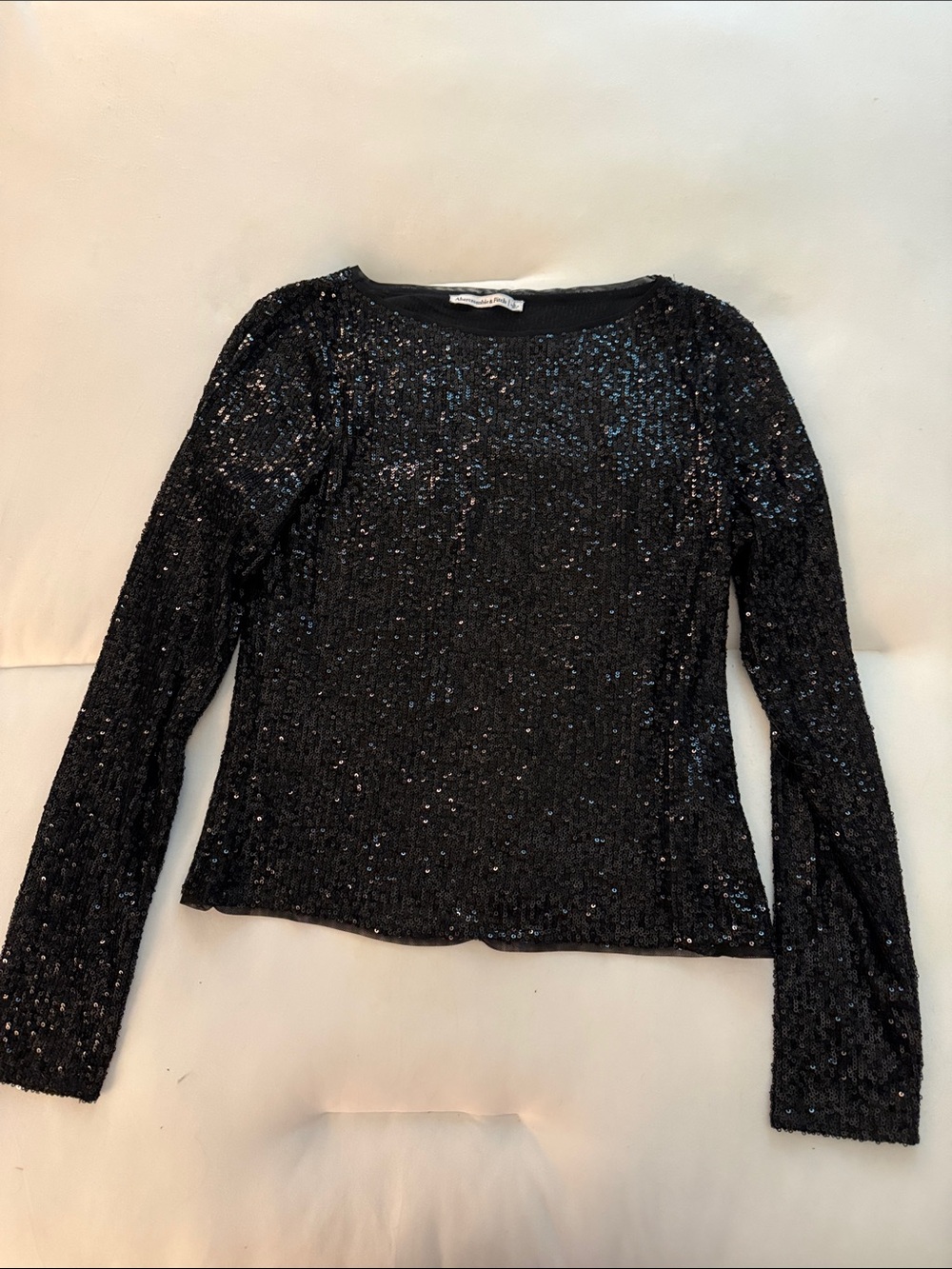 Abercrombie & Fitch Black Sequin Long Sleeve Top